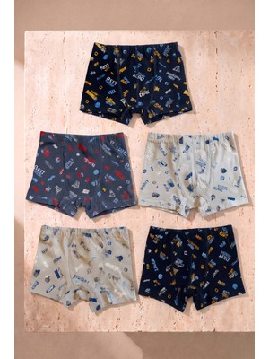 Bony Socks Erkek Çocuk Yazılı 5'li Boxer