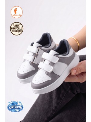 Albishoes Unisex Cırt Cırtlı Rahat Taban Yumuşak Günlük Okul Kız Erkek Çocuk Sneaker Spor Ayakkabı