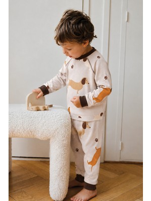 Cigit Desenli Pijama Takımı 1-6 Yaş Bej