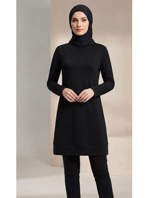 Basic Uzun Kollu Tesettür Tunik Likralı Rahat Kalıp Günlük