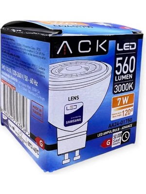 Ack 7W 220-240V GU10 3000K Smd Lensli LED Ampul
