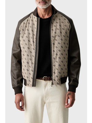 Guess Monogram 4g Logolu Regular Fit Kolej Yaka Bomber Ceket M6YL13W2804 Erkek Ceket M6YL13 W2804 FN4K