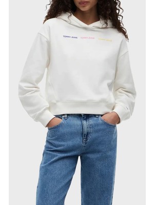 Tommy Jeans Logolu Regular Fit Kapüşonlu Sweat Kadın Sweat DW0DW22906 Ybl