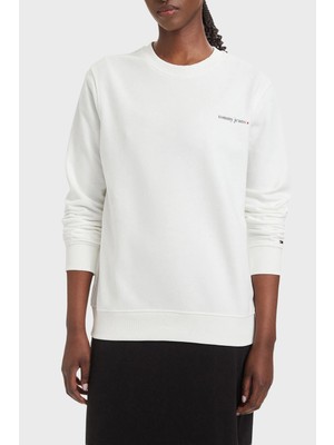 Tommy Jeans Tommy Hilfiger Logolu Pamuklu Regular Fit Bisiklet Yaka Sweat Kadın Sweat DW0DW22829 Ybl