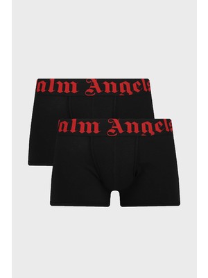 Palm Angels Logolu Pamuklu 2 Pack Boxer Erkek Boxer PLA1UMBTR11BI