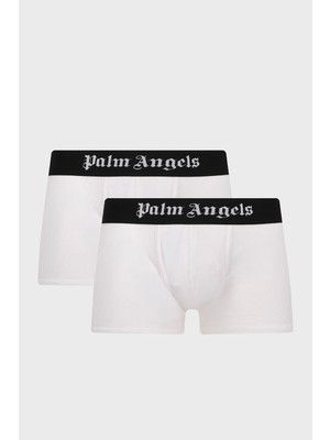 Palm Angels Logolu Pamuklu 2 Pack Boxer Erkek Boxer PLA1UMBTR11BI
