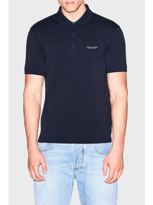Armani Exchange Logolu Pamuklu Yarım Fermuarlı Polo Erkek Polo XM003422 AF26650 UB101