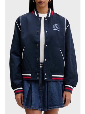 Tommy Jeans Kadın Logolu Regular Fit Kolej Yaka Bomber Ceket/mont Mont DW0DW22919 C1G