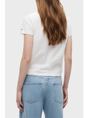 Tommy Jeans Logolu Pamuklu Bisiklet Yaka Kadın T Shirt T Shirt DW0DW22905 Ybl