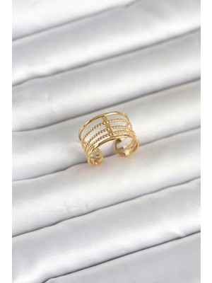 Hace Bazaar 316L Çelik Gold Renk Vintage Model Kadın Yüzük - TJ-BYK4173