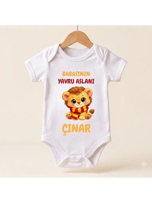 Egg Baby Isimli Yavru Aslan Taraftar Temalı Sarı Kırmızı Bebek Body Zıbın