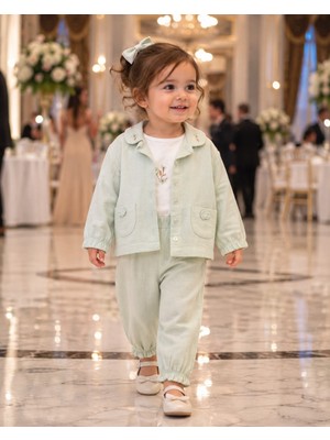 Mummys Love Kız Çocuk&bebek 3'lü Müslin Takım - %100 Doğal Pamuk - Somon