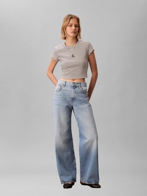 Calvin Klein Kadın / Kız Beyaz Calvin Klein Strıped Monologo Bab, Xdy, M Beyaz Kadın T-Shirt