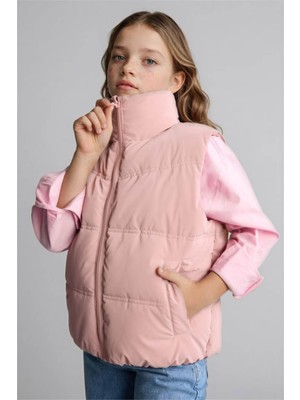 Defacto Yarım Balıkçı Yaka Pembe Kız Çocuk Yelek G9206A8/BR138