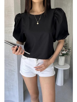 Olsa Moda Kadın Sırtı Saten Fiyonklu Poplin Bluz