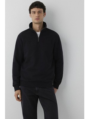 Mavi Erkek Yarı Fermuarlı Sweatshirt M0S20027 Siyah