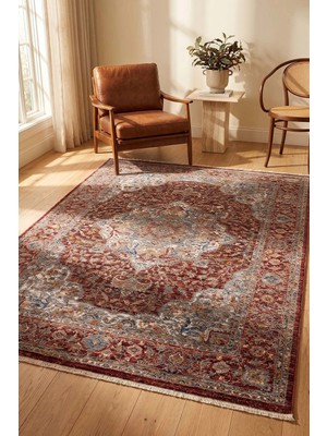 Hoom Rugs Otantik 2603 Kırmızı Vintage Desenli Salon Halısı