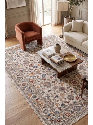 Hoom Rugs Otantik 2601 Renkli Vintage Desenli Salon Halısı