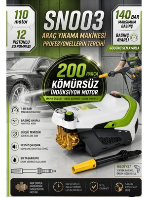Geseus Güçlü Su Basınçlı Yıkama Makinesi – Kömürsüz Indüksiyon Motor & Basınç Göstergesi - SN003