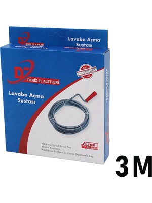 Ttt 3 Metre Lavabo Açma Sustası - Spiral Esnek Yay - 6 mm