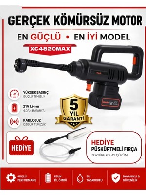 Geseus Çift Akülü Fırçasız Motorlu Yüksek Basınçlı Şarjlı Oto Araba Yıkama ve Bahçe Temizleme Makinesi - XC4820MAX