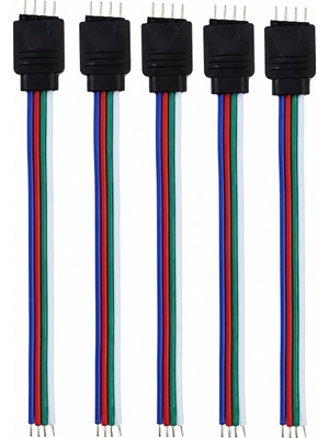 Ledarmy 5'li Set 4 Pin Erkek RGB LED Soketli Kablo 10cm Lehimsiz Bağlantı Kablosu RGB LED Şerit Uyumlu 12V 24V