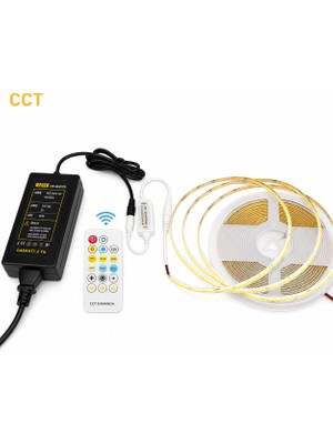Ledarmy COB CCT LED Şerit Seti 24V 10 Metre 576 LED/m RF Kumandalı 2700K-6500K Ayarlanabilir Beyaz 48W Adaptör Dahil 8mm IP20
