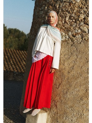 Fresh Scarfs Summer Blocks Desen Rami Viskon Şal Pembe-Mavi