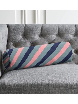 Rem Home Rengirenk Dekoratif Kırlent Kılıfı Çizgili 60 x 20 cm Salon Koltuk Kanepe Yastık Kılıfı