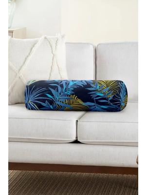 Rem Home Rengirenk Dekoratif Kırlent Kılıfı Siyah Yaprak 60 x 20 cm Salon Koltuk Kanepe Yastık Kılıfı