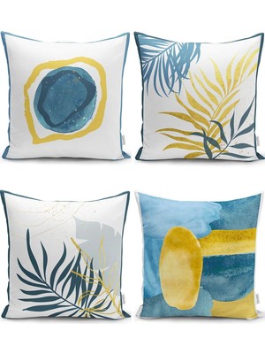 Rem Home Rengirenk Dekoratif Kırlent Kılıfı Yaprak 43 x 43 cm Salon Koltuk Kanepe Yastık Kılıfı