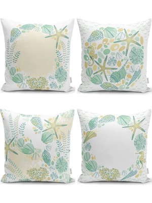 Rem Home Rengirenk Dekoratif Kırlent Kılıfı Beyaz Modern 43 x 43 cm Salon Koltuk Kanepe Yastık Kılıfı