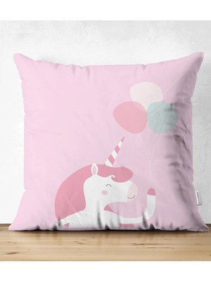 Rem Home Rengirenk Dekoratif Kırlent Kılıfı Pembe 43 x 43 cm Salon Koltuk Kanepe Yastık Kılıfı