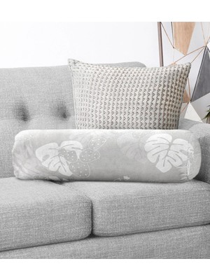 Rem Home Rengirenk Dekoratif Kırlent Kılıfı Beyaz Yaprak 60 x 20 cm Salon Koltuk Kanepe Yastık Kılıfı