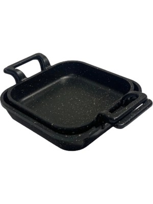 St. Morritz Döküm Granit Kaplama Kare Sahan 2'li Set (18-20) cm