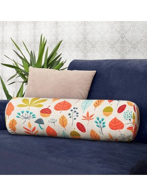 Rem Home Rengirenk Dekoratif Kırlent Kılıfı Yaprak 60 x 20 cm Salon Koltuk Kanepe Yastık Kılıfı