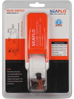 St. Morritz Sfbs-20-01 Sintine Pompası Şamandıra Şalteri, Ds Pompa Şamandırası 12-24 Volt 20 Amper