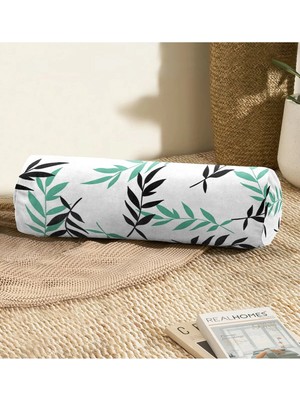 Rem Home Rengirenk Dekoratif Kırlent Kılıfı Siyah Yaprak 60 x 20 cm Salon Koltuk Kanepe Yastık Kılıfı
