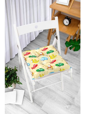 Rem Home Rengirenk Dekoratif Sandalye Minderi Beyaz Hayvan Bağcıklı 40 x 40 cm Mutfak Balkon Oturma Minderi