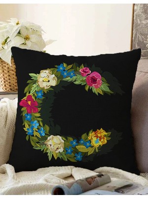 Rem Home Rengirenk Dekoratif Kırlent Kılıfı Siyah 43 x 43 cm Salon Koltuk Kanepe Yastık Kılıfı