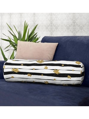 Rem Home Rengirenk Dekoratif Kırlent Kılıfı Beyaz Yaprak 60 x 20 cm Salon Koltuk Kanepe Yastık Kılıfı