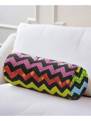 Rem Home Rengirenk Dekoratif Kırlent Kılıfı Siyah 60 x 20 cm Salon Koltuk Kanepe Yastık Kılıfı