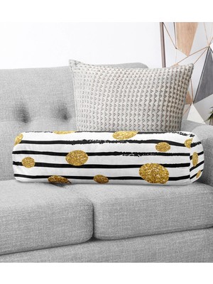 Rem Home Rengirenk Dekoratif Kırlent Kılıfı Beyaz Puantiye 60 x 20 cm Salon Koltuk Kanepe Yastık Kılıfı