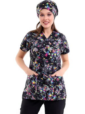 St. Morritz Yarasa Kol Desenli Unisex Tek Üst - 5007 Siyah Kelebek
