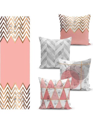 Rem Home Rengirenk Dekoratif Kırlent Kılıfı Pembe 43 x 43 cm Salon Koltuk Kanepe Yastık Kılıfı