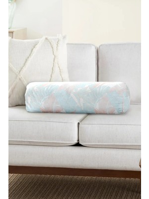 Rem Home Rengirenk Dekoratif Kırlent Kılıfı Pembe Yaprak 60 x 20 cm Salon Koltuk Kanepe Yastık Kılıfı