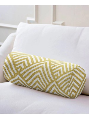 Rem Home Rengirenk Dekoratif Kırlent Kılıfı Sarı Geometrik 60 x 20 cm Salon Koltuk Kanepe Yastık Kılıfı