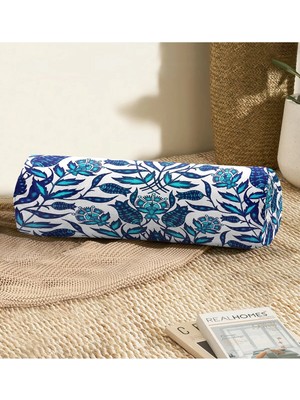 Rem Home Rengirenk Dekoratif Kırlent Kılıfı Mavi Etnik 60 x 20 cm Salon Koltuk Kanepe Yastık Kılıfı