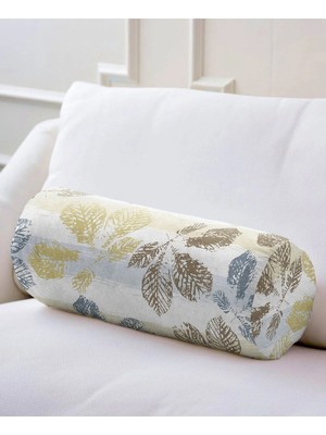 Rem Home Rengirenk Dekoratif Kırlent Kılıfı Beyaz Yaprak 60 x 20 cm Salon Koltuk Kanepe Yastık Kılıfı