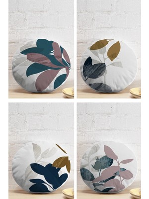 Rem Home Rengirenk Dekoratif Kırlent Kılıfı Beyaz Yaprak 43 x 43 cm Salon Koltuk Kanepe Yastık Kılıfı